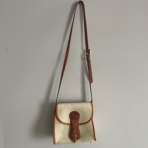 Vintage Dooney & Bourke Cream and Cognac Brown Leather Crossbody Purse